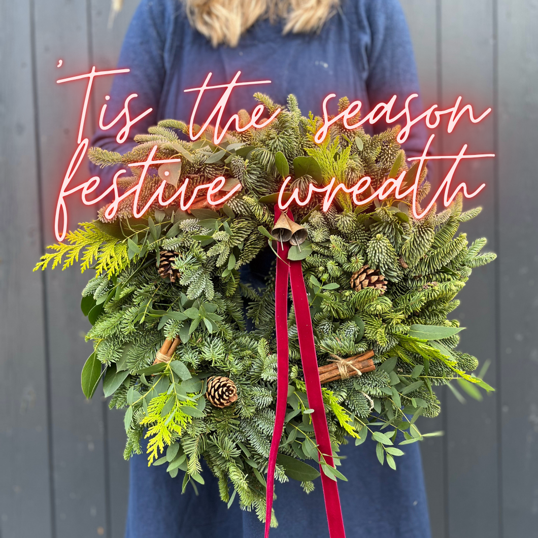 'tis the season' festive wreath